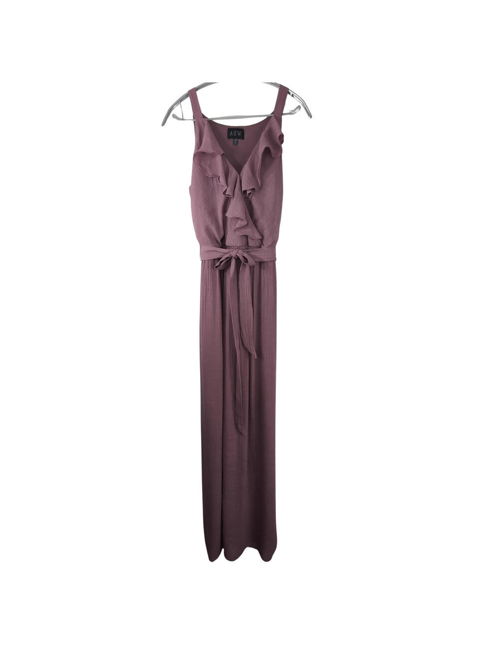 AUW Mauves Seeveless Ruffle Maxi Dress Size 6 with a Tie Waist